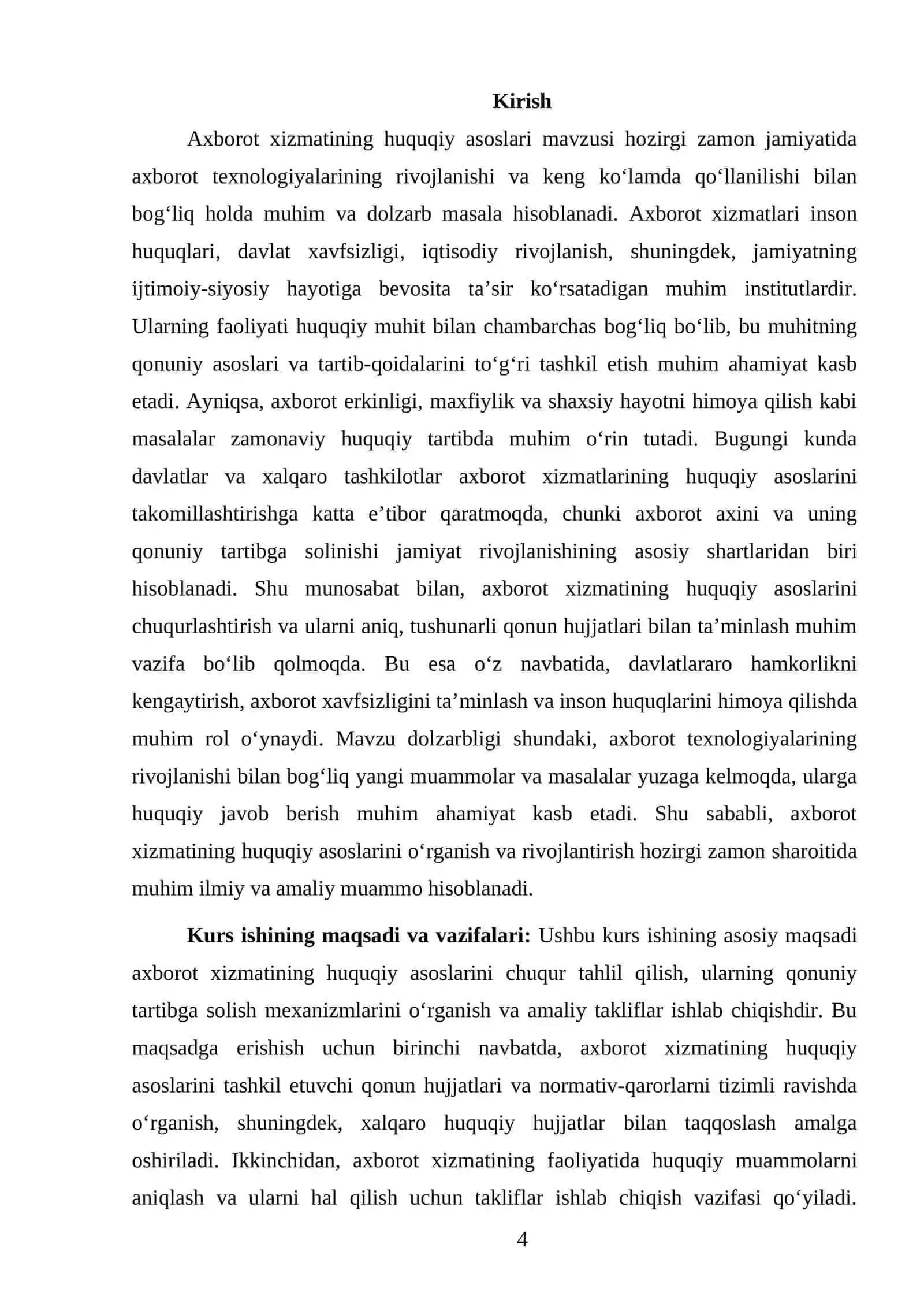 Axborot xizmatining huquqiy asoslari 4