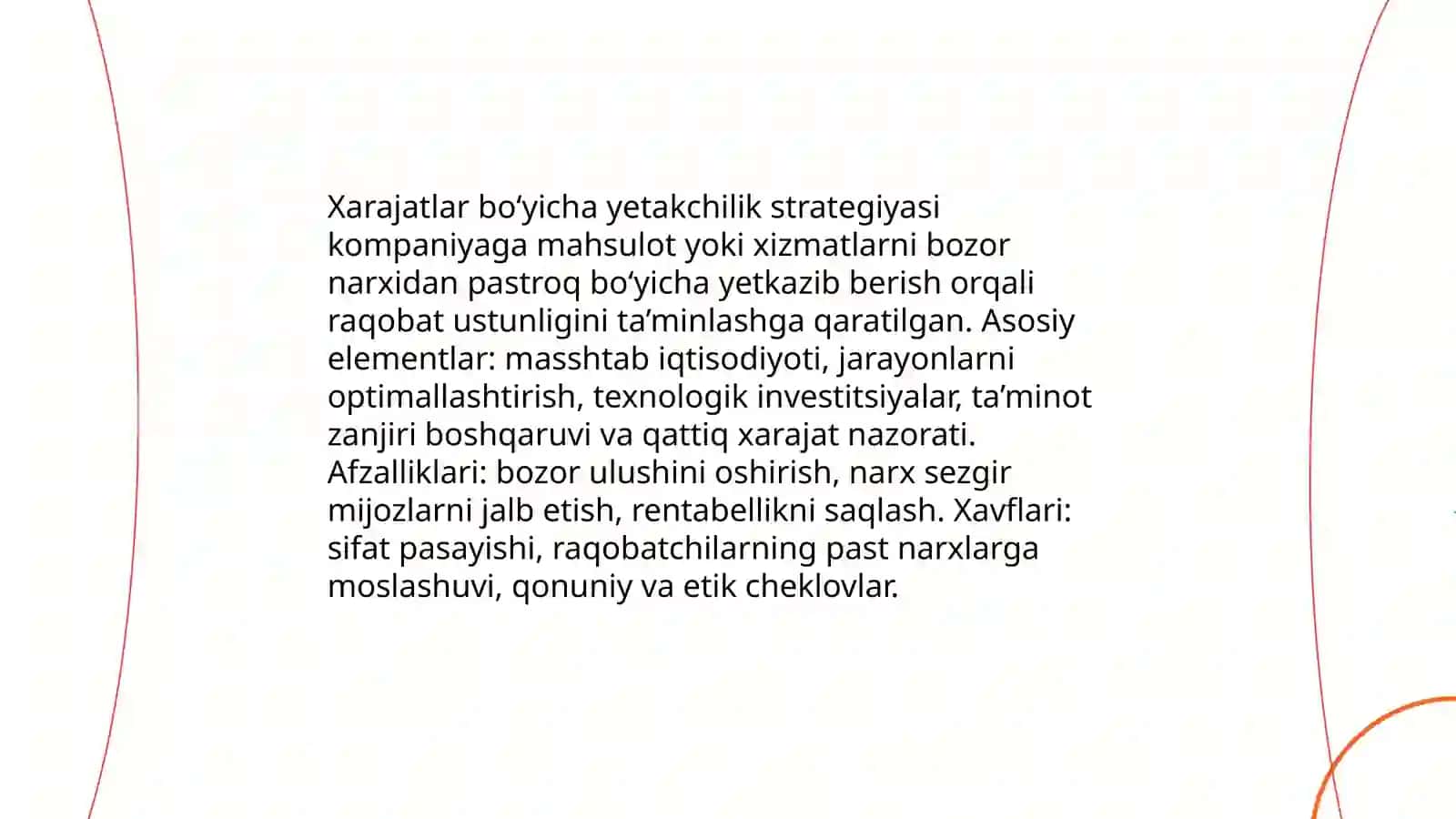 Raqobatchilikning umumiy strategiyalari 4