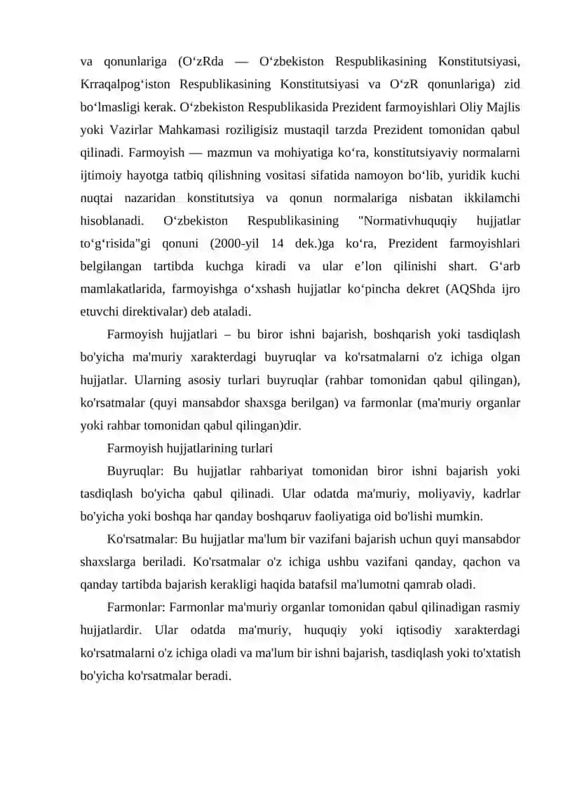 FARMOYISH HUJJATLAR VA ULARNING TURLARI 4