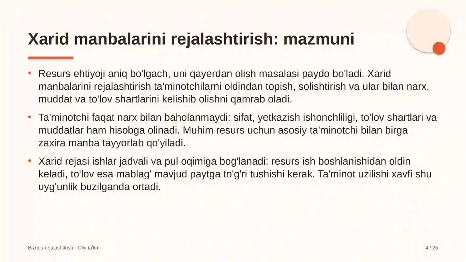 Agrokimyo xizmatida xarid manbalarini rejalashtirish 4
