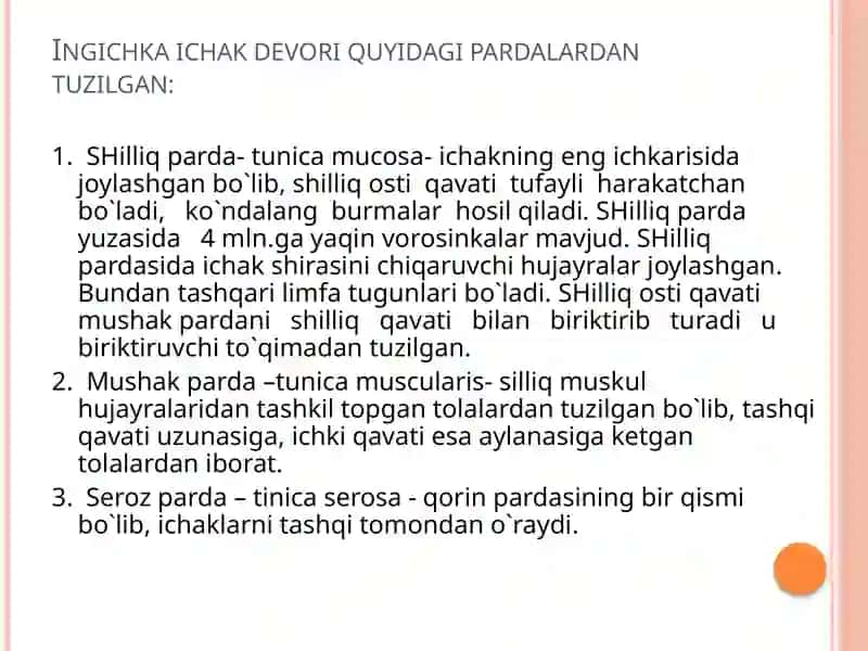 Meda va ichakda ovqat hazm qilish sistemasi 4