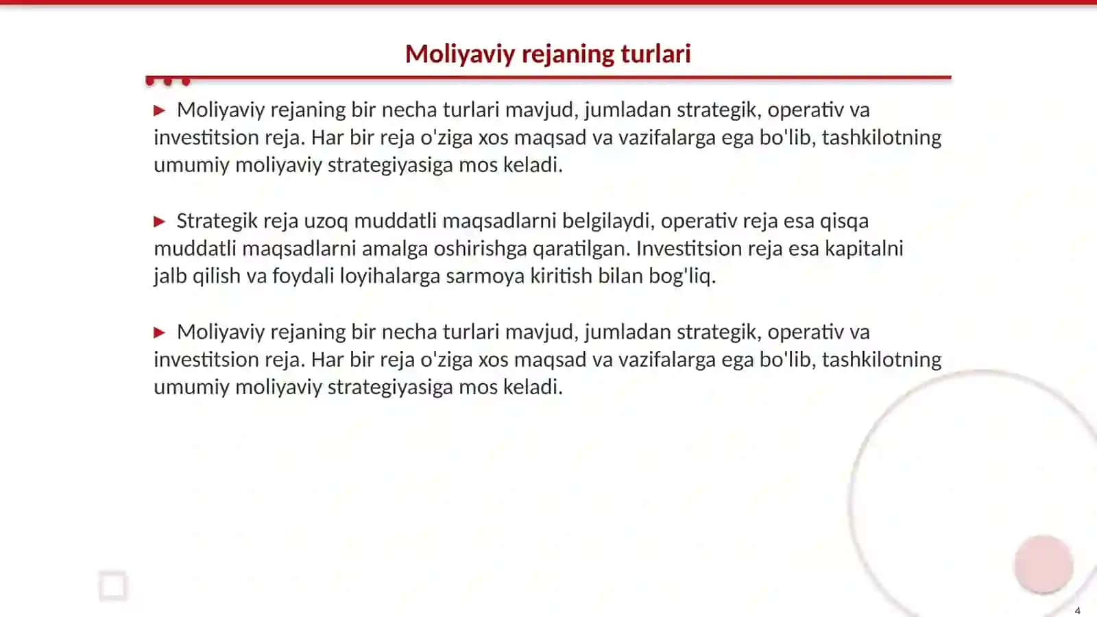 Moliyaviy rejaning turlari va tuzilishi 4