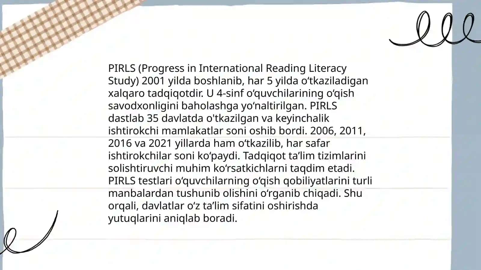 PIRLS Xalqaro baholash dasturi 4