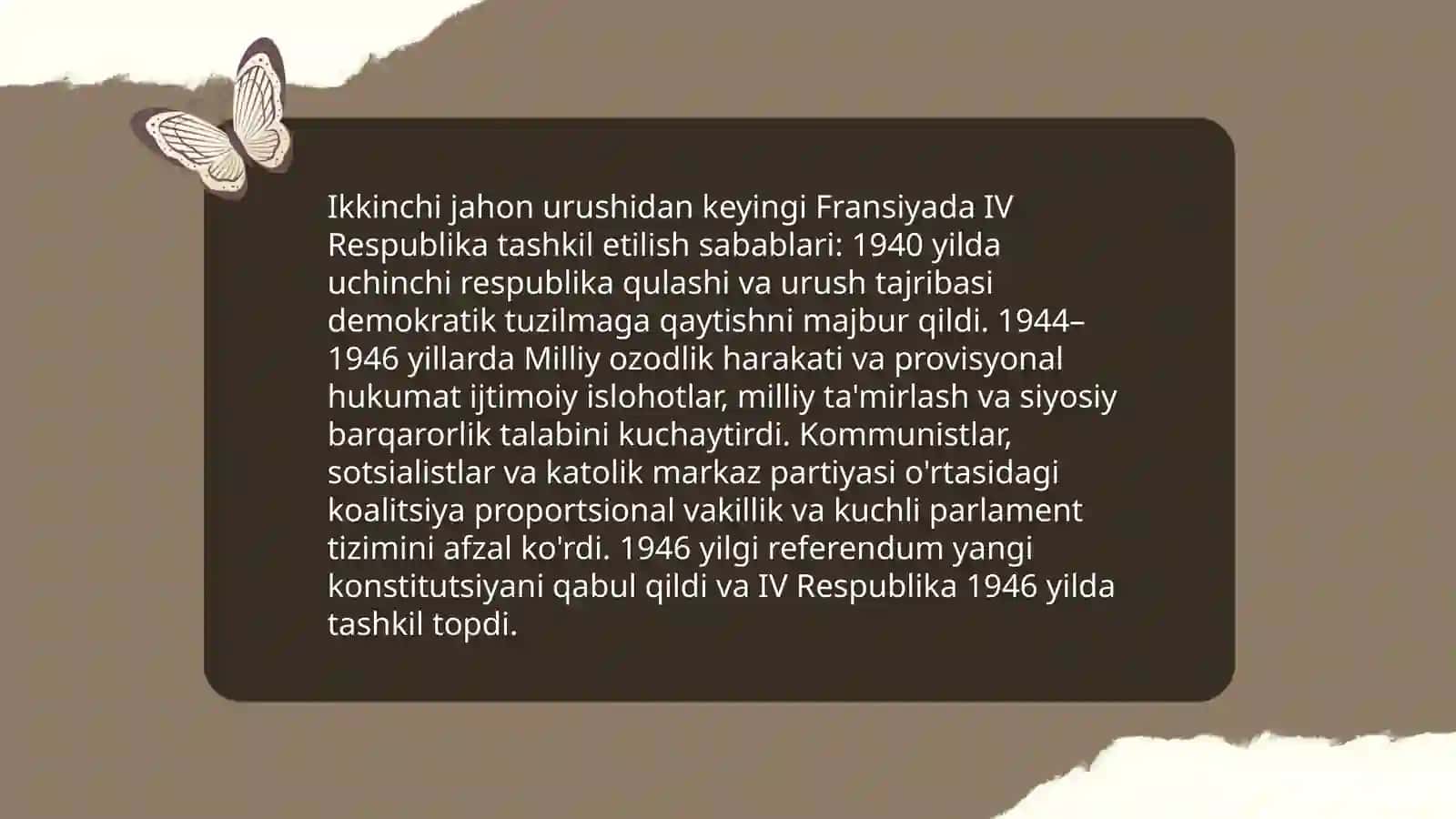 Fransiyada IV-respublikaning ta’sis etilishi (1946-1958). Sh. de Goll va Gollizm 4