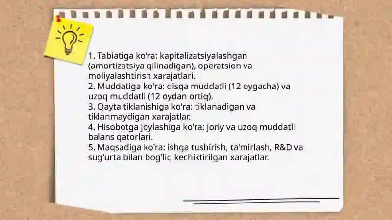 Kechiktirilgan xarajatlarni hisobga olish 4