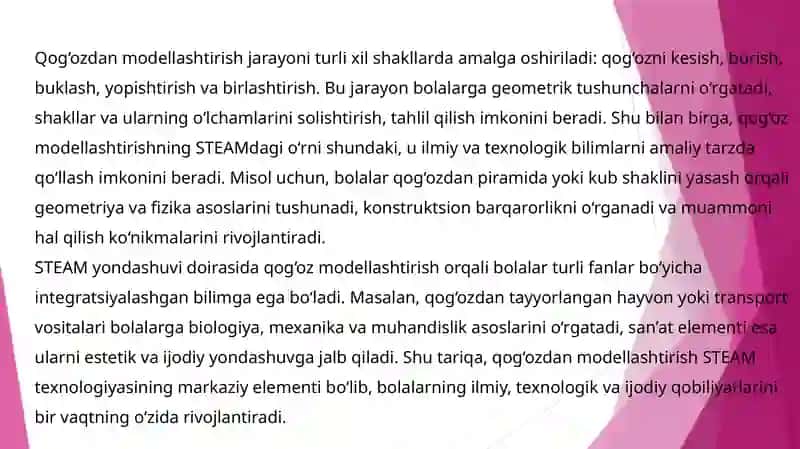 STEAM texnologiyasida qog‘ozdan modellashtirish 4