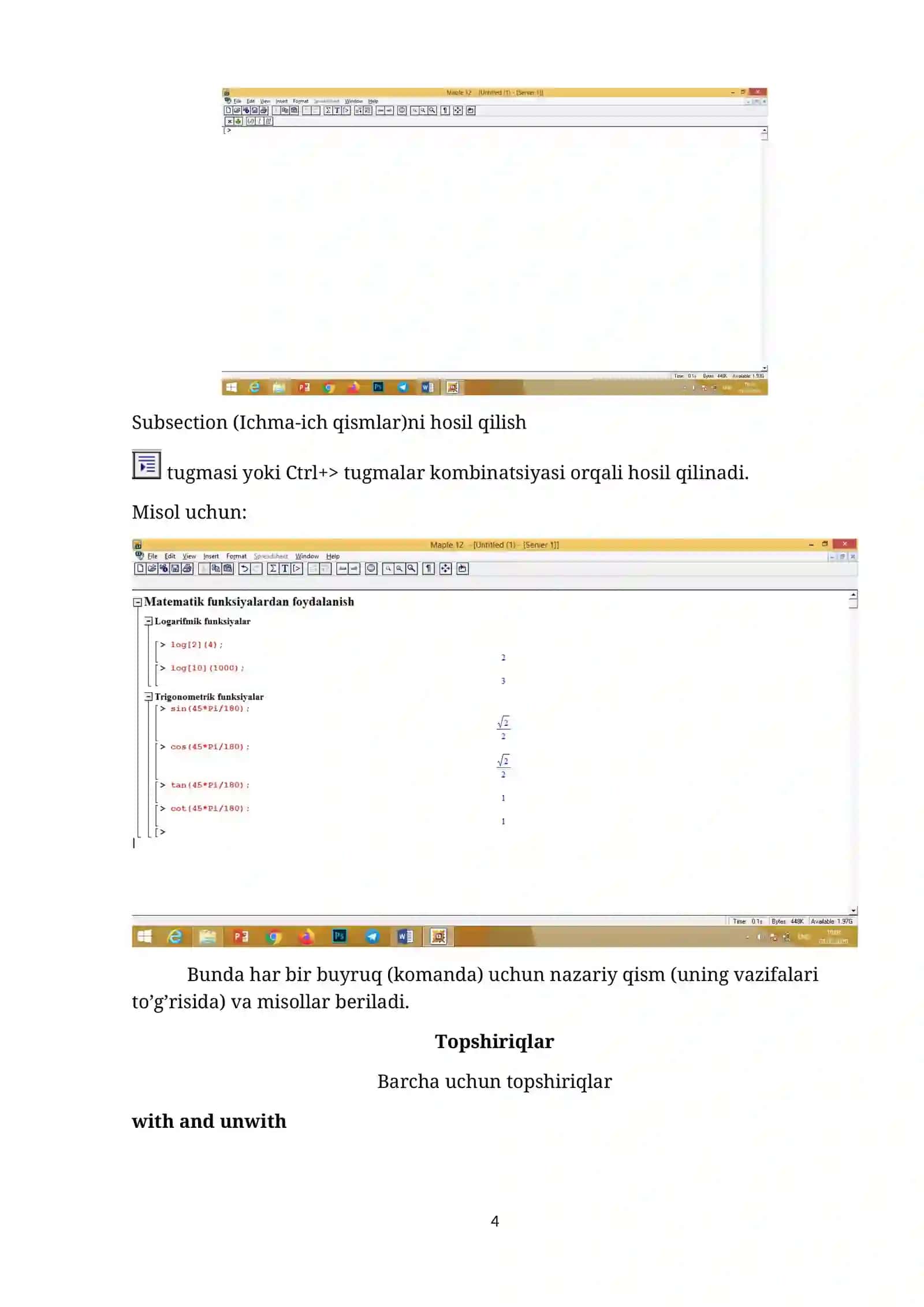 Maple tizimining grafik interfeysi. Asosiy menyular 4