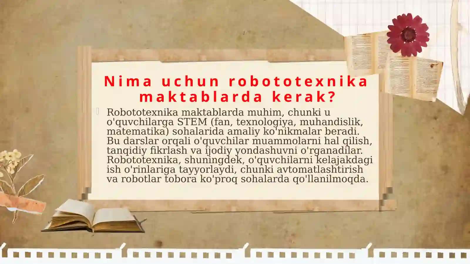 Robototexnika: Maktablarda Muhim Asos 4