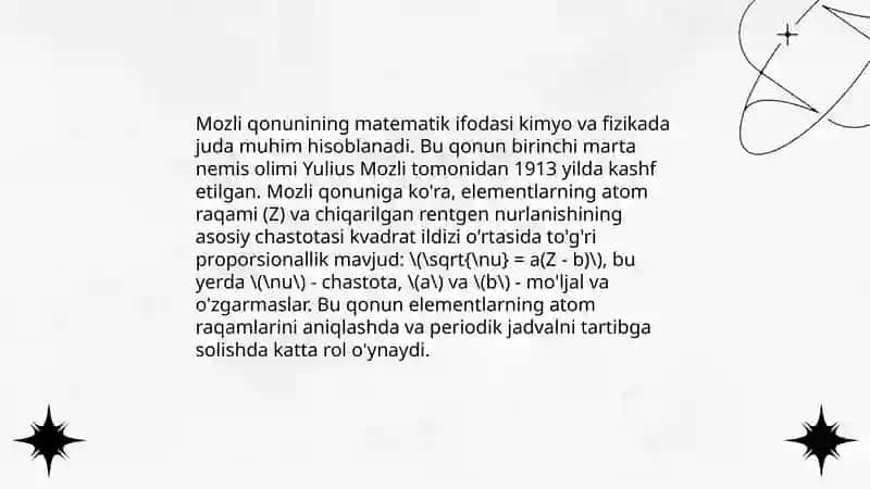 Mozli qonuni asoslari 4