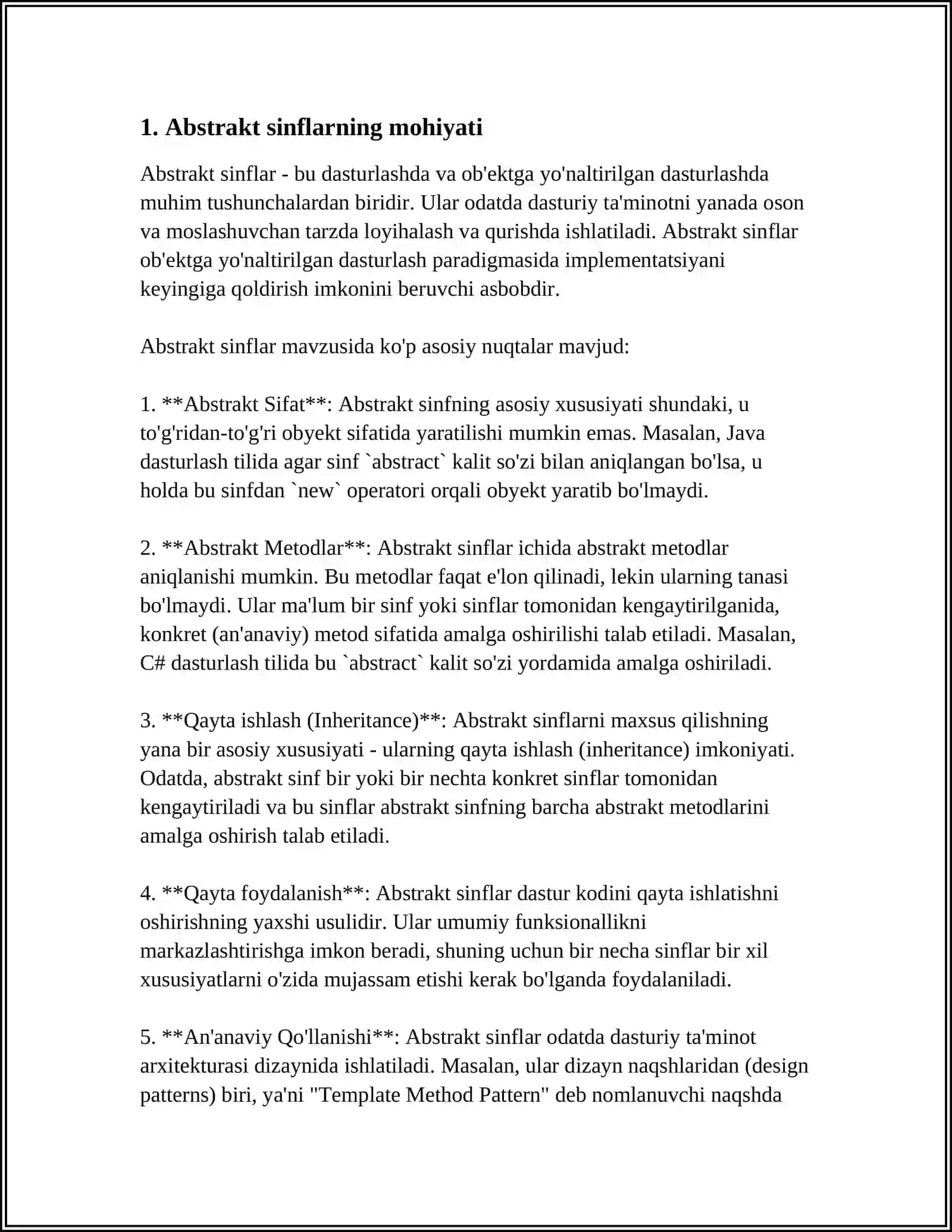 ABSTRAKT SINFLAR TASHKIL ETISH VA ULARDAN FOYDALANISH 4