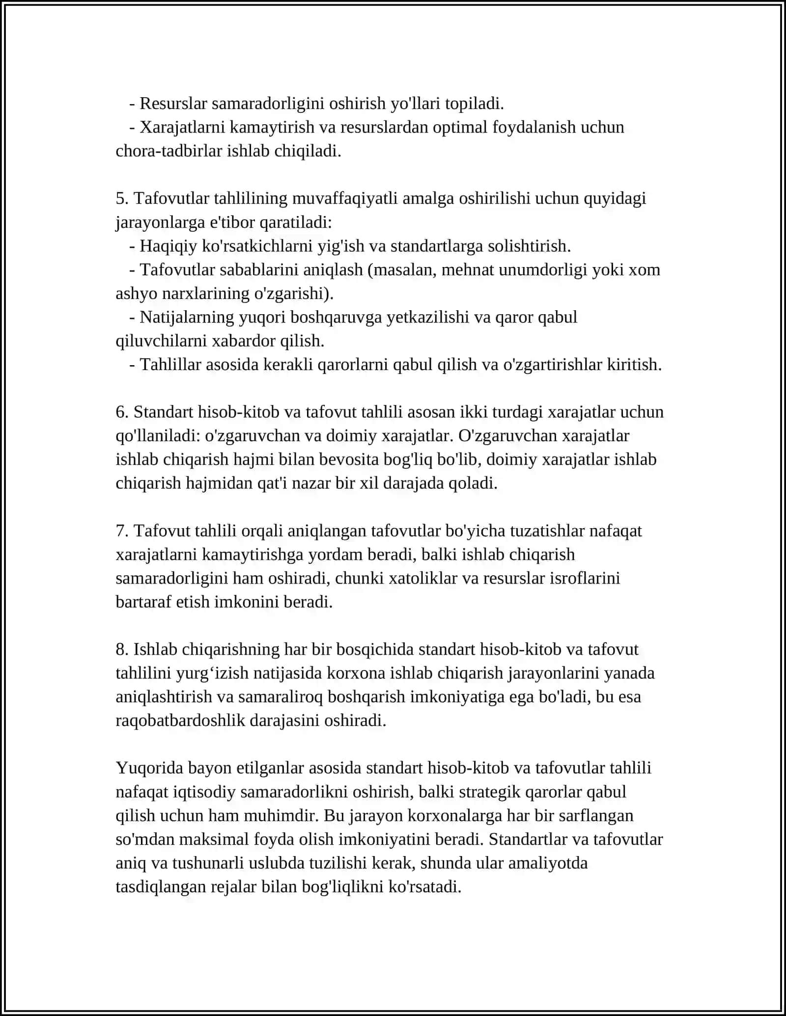 TAFOVUT VA OG'ISHLAR HISOBI – XARAJATLARNI NAZORAT QILISHDAGI MUHIM VOSITA 4