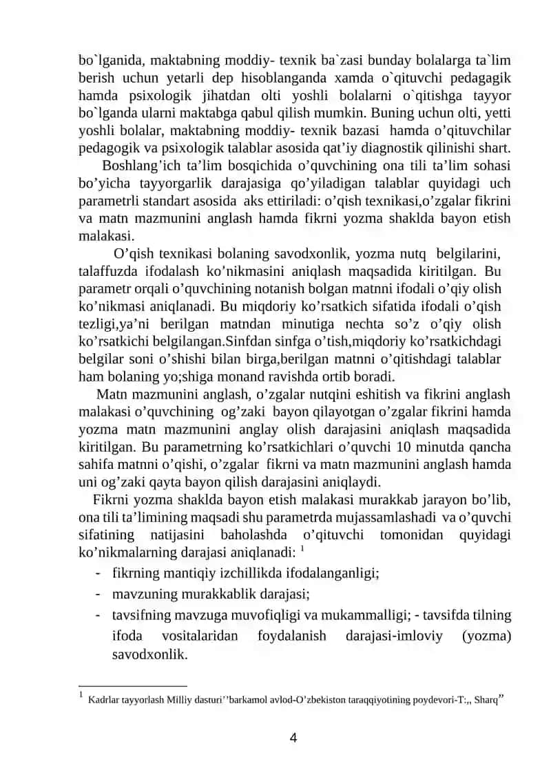 Ona tili va o’qitish metodikasi 4