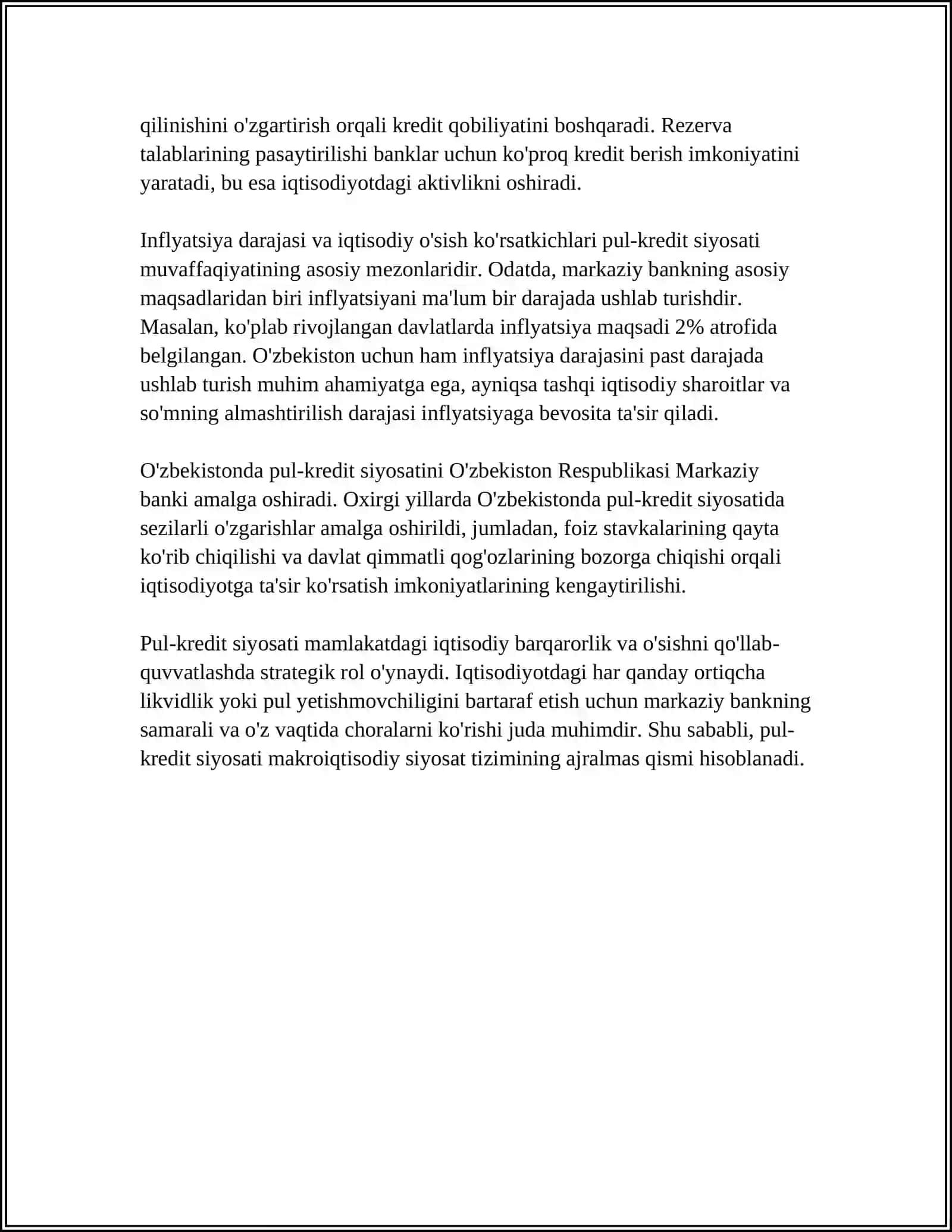 DAVLATNING PUL KREDIT SIYOSATI: MAQSADI VA DASTAKLARI 4