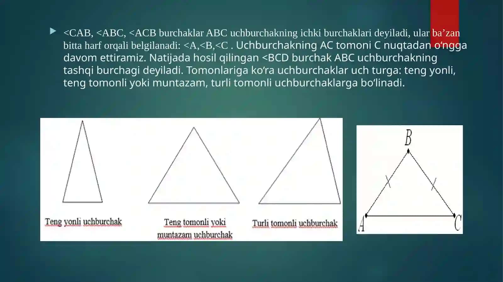 Taqdimot matematikadan to'g'ri burchakli uchburchak 4
