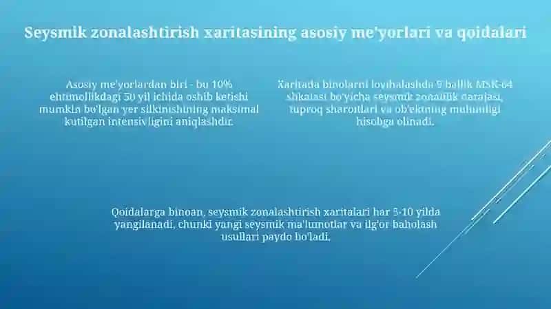 O'zbekistonning seysmik rayonlashtirish xaritasi bilan ishlash 4