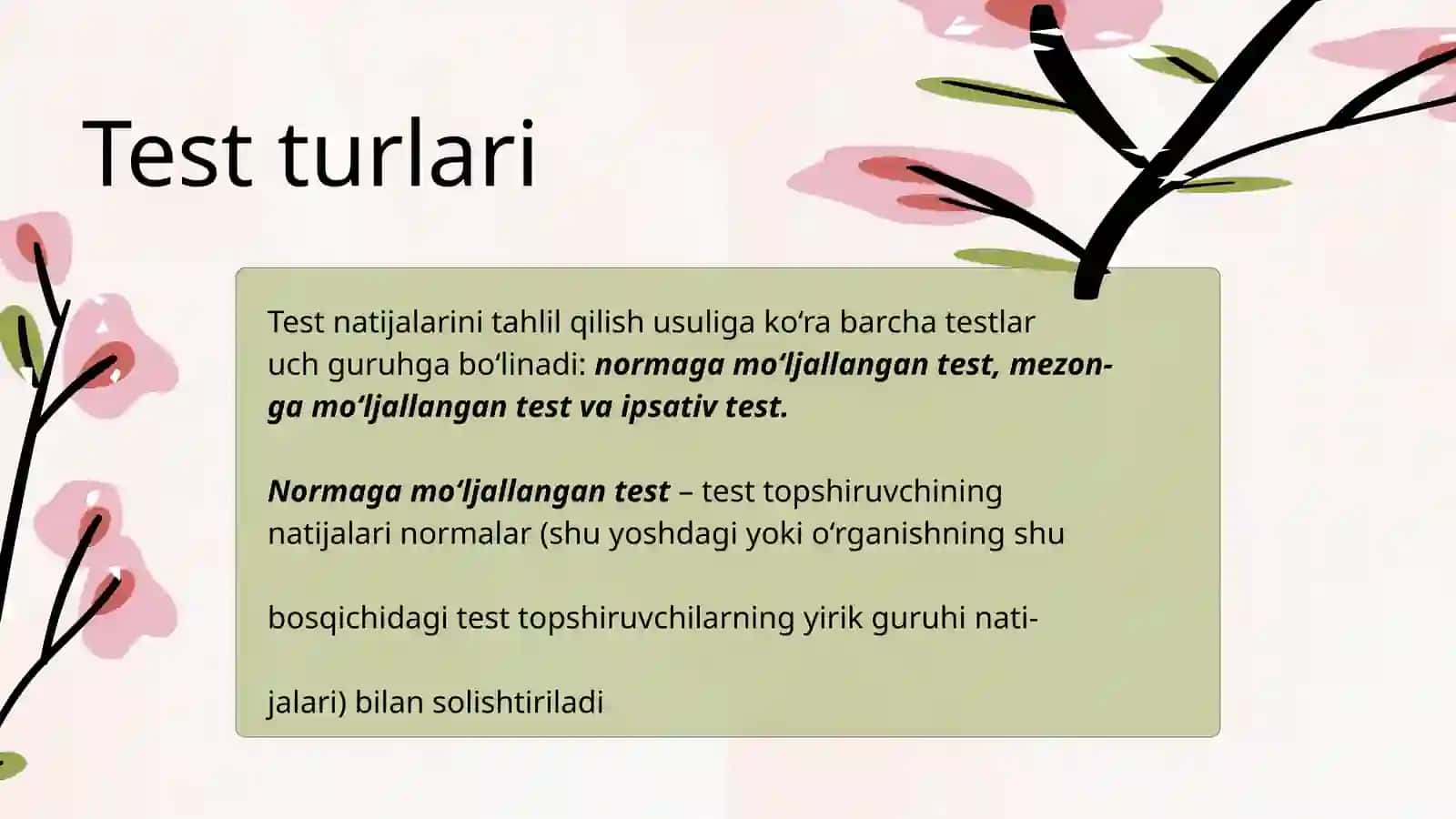 Test turlari 4