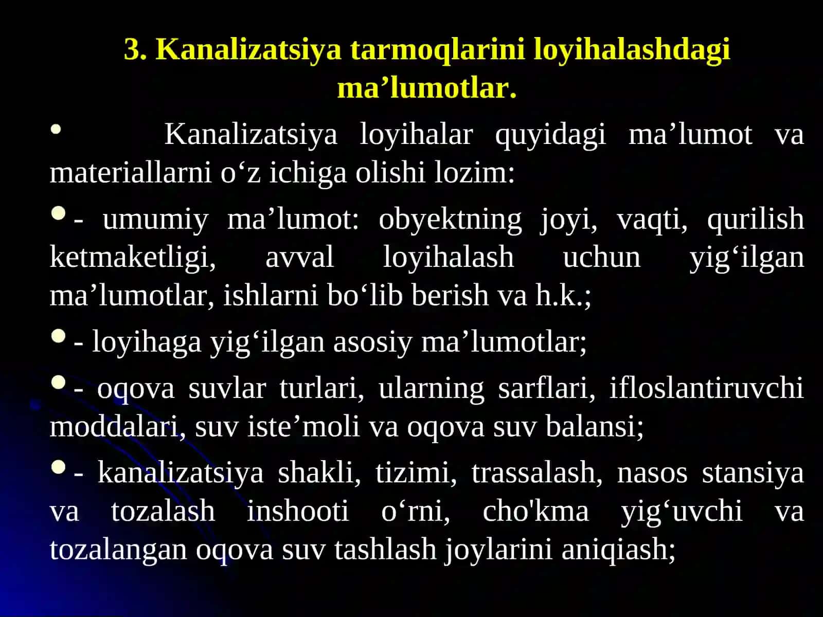 Kanalizatsiyani loyihalash 4