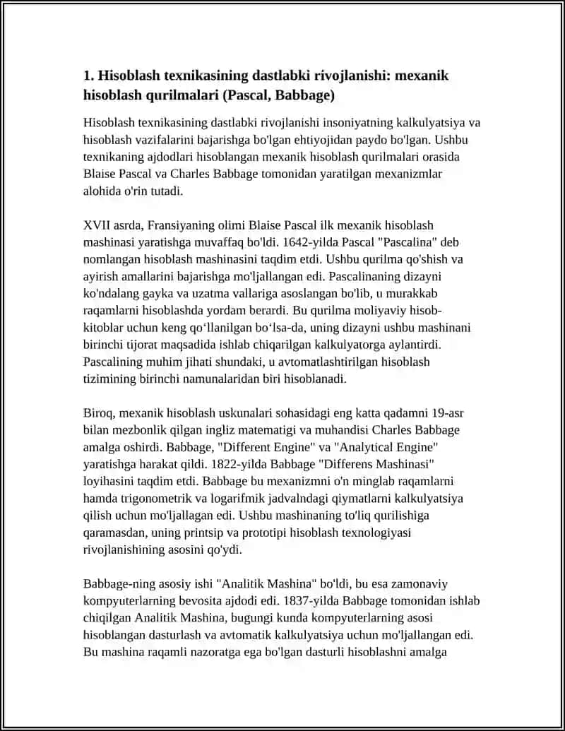 HISOBLASH TEXNIKASI RIVOJLANISH TARIXI VA AVLODLARI 4