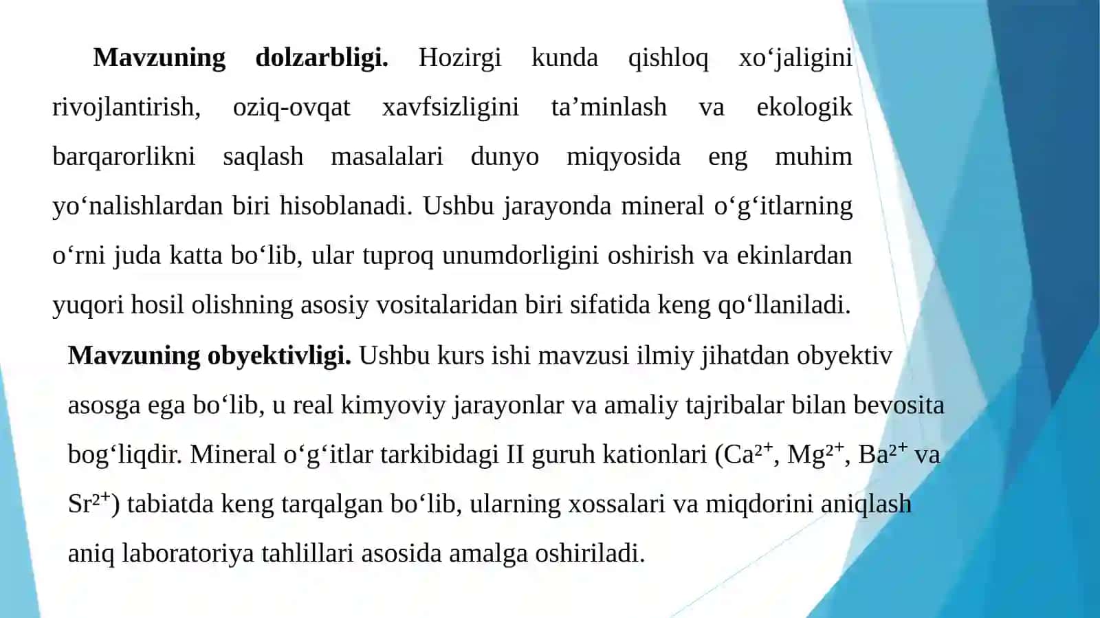 Mineral oʻgʻitlar tarkibidagi guruh kationlarini aniqlashusullari 4