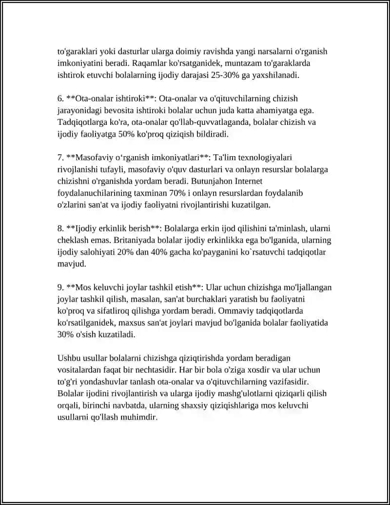 MAKTABGACHA YOSHDAGI BOLANI CHIZISHGA O'RGATISH 4