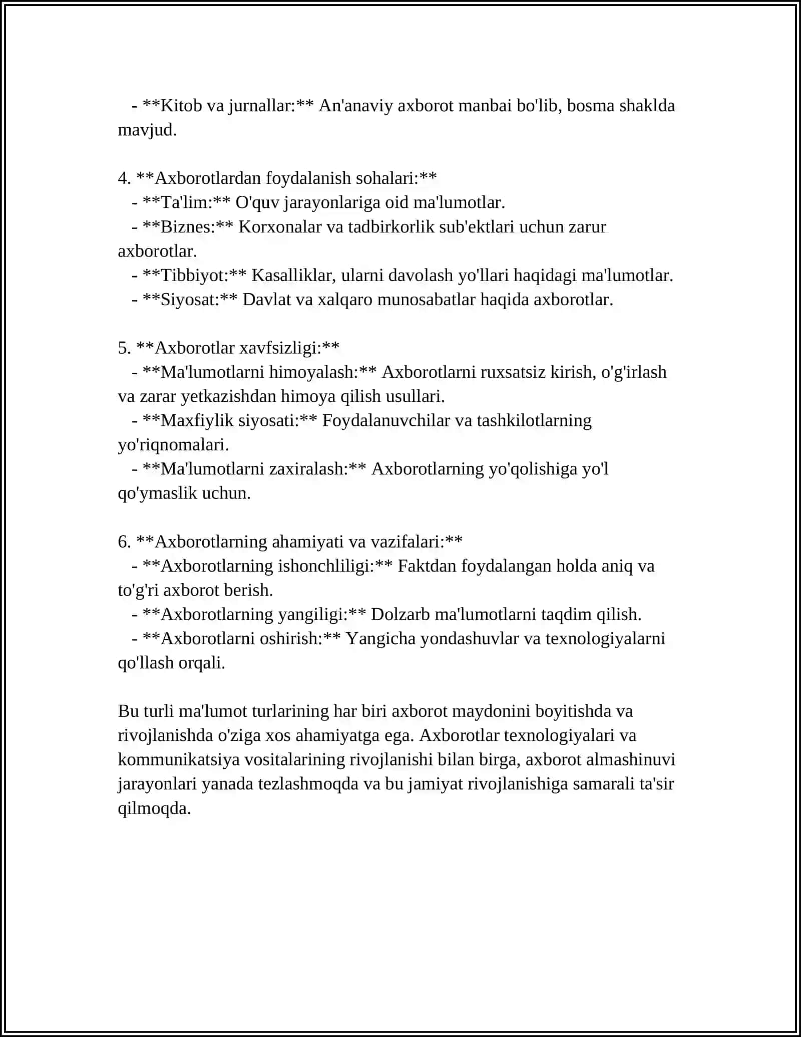 MAʼLUMOT AXBOROT XUJJATLARI 4