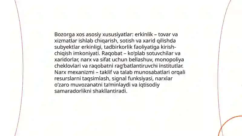 Bozor. Bozorga xos xususiyatlar 4