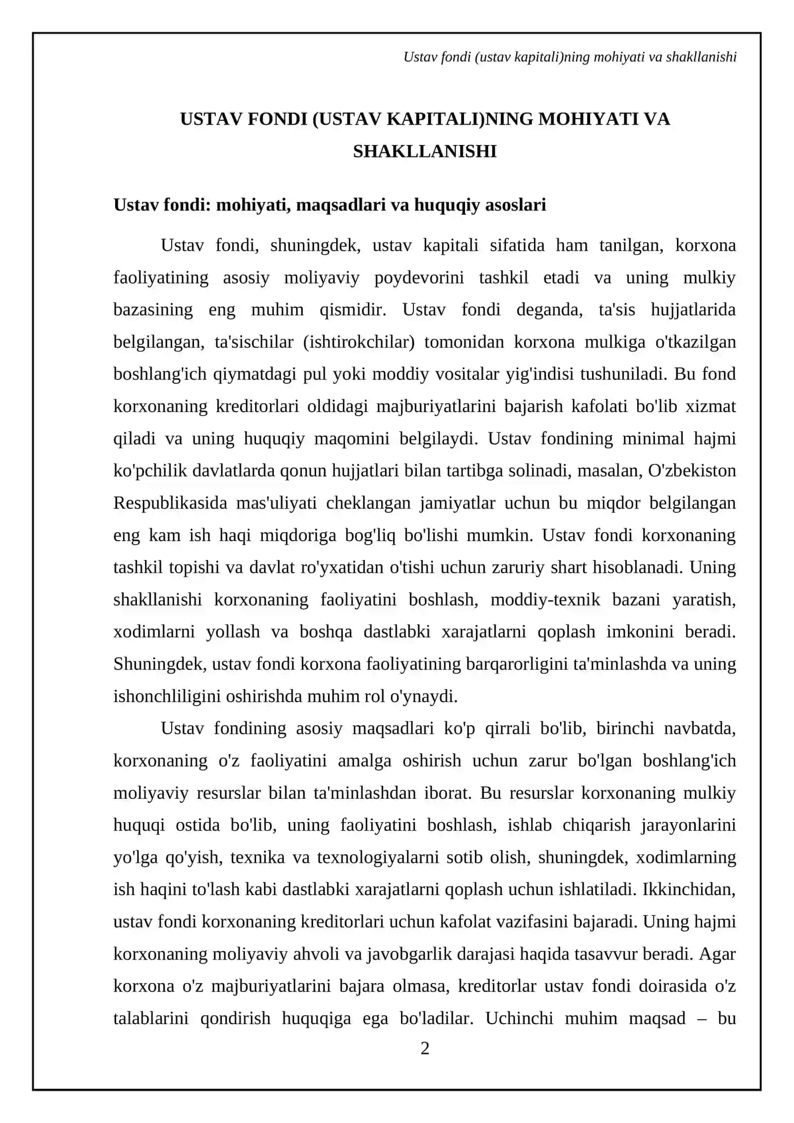 Xususiy kapitalning tarkibiy tuzilishi: ustav fondi (ustav kapitali), qo'shilgan kapital, rezerv kapital va taqsimlanmagan kapital 4