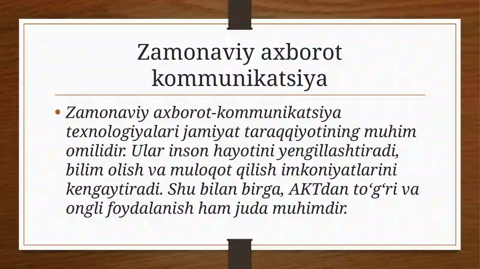 ZAMMONAVIY AXBOROT KOMMUNIKATSIYA TEXNOLOGIYALARINING TUSHUNCHASI VA TASNIFI 4