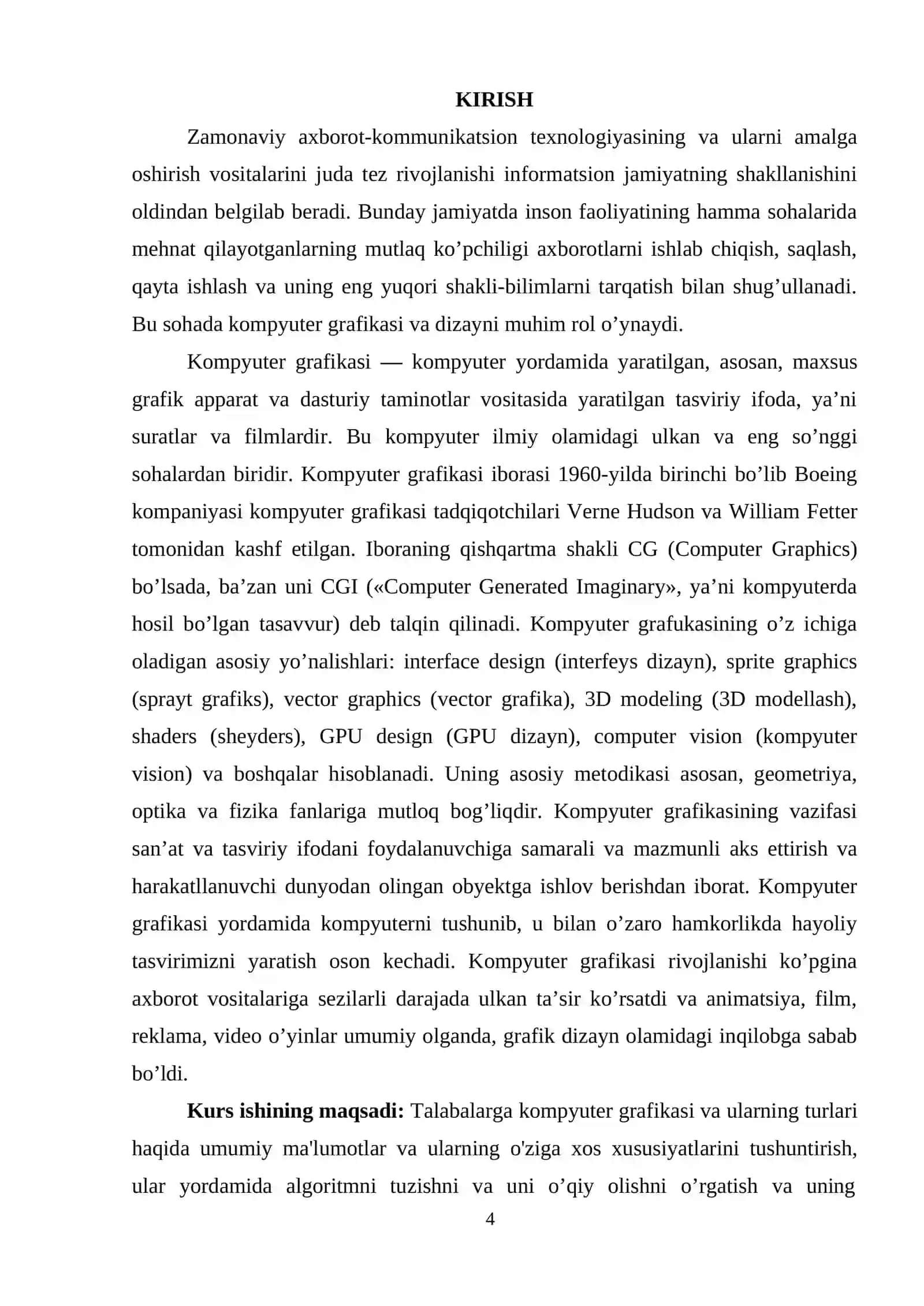 KOMPYUTER GRAFIKASI VA UNI O’QITISH METODIKASI 4