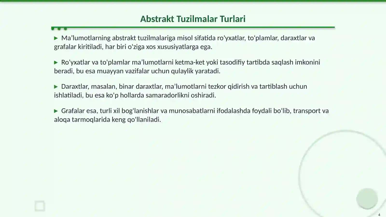 Ma’lumotlarning Abstrakt Tuzilmalari 4