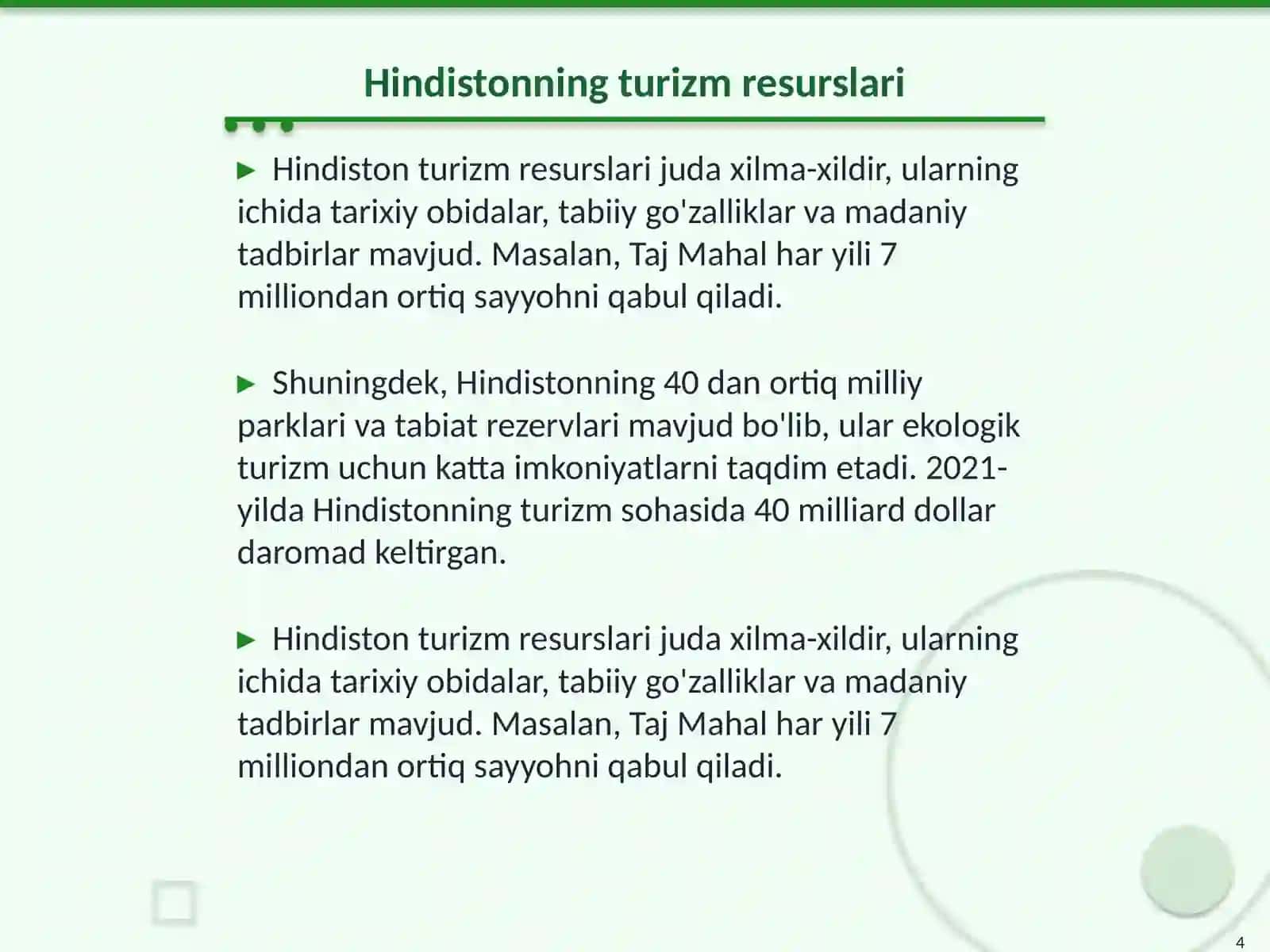 Hindistonda turizmning rivojlanish istiqbollari 4