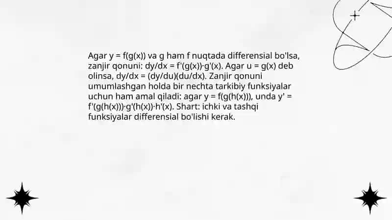 Murakkab funksiyaning hosilasi 4