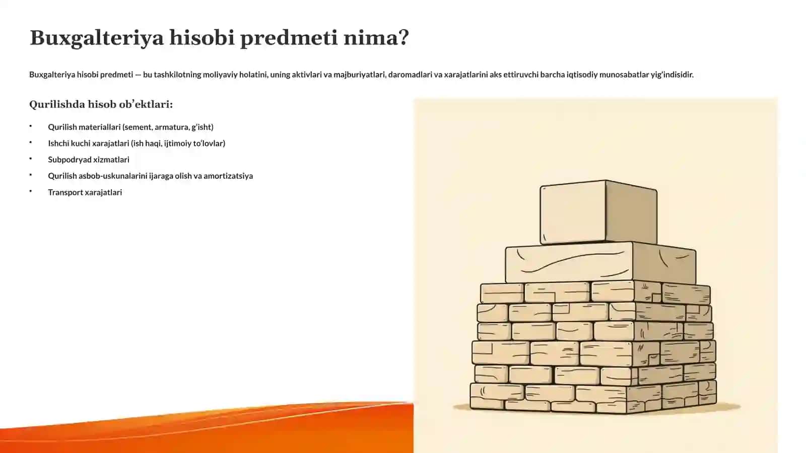 Qurilish tashkilotlarida buxgalteriya hisobi predmeti 4
