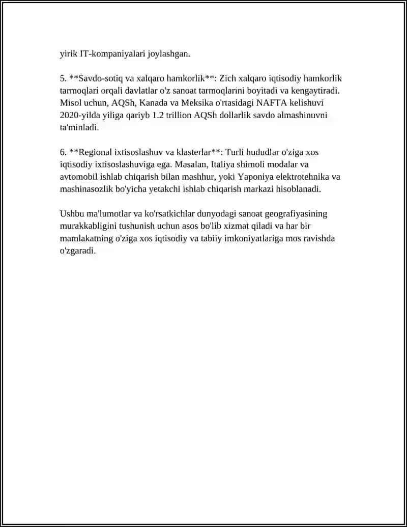 DUNYO SANOATI GEOGRAFIYASI 4