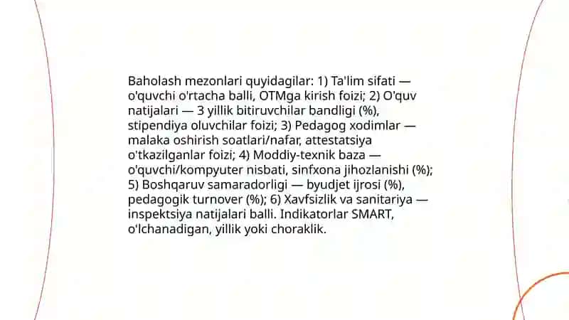 Baholash standartlarini ishlab chiqish prinsiplari 4