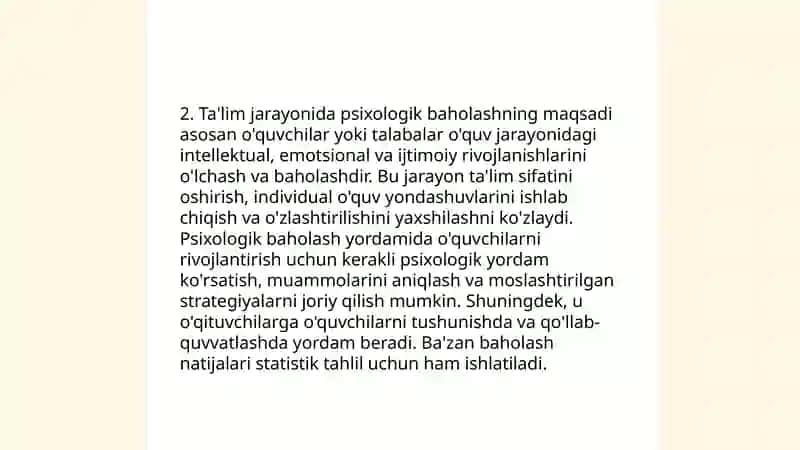 Ta'limni psixologik baholash xizmatlar 4