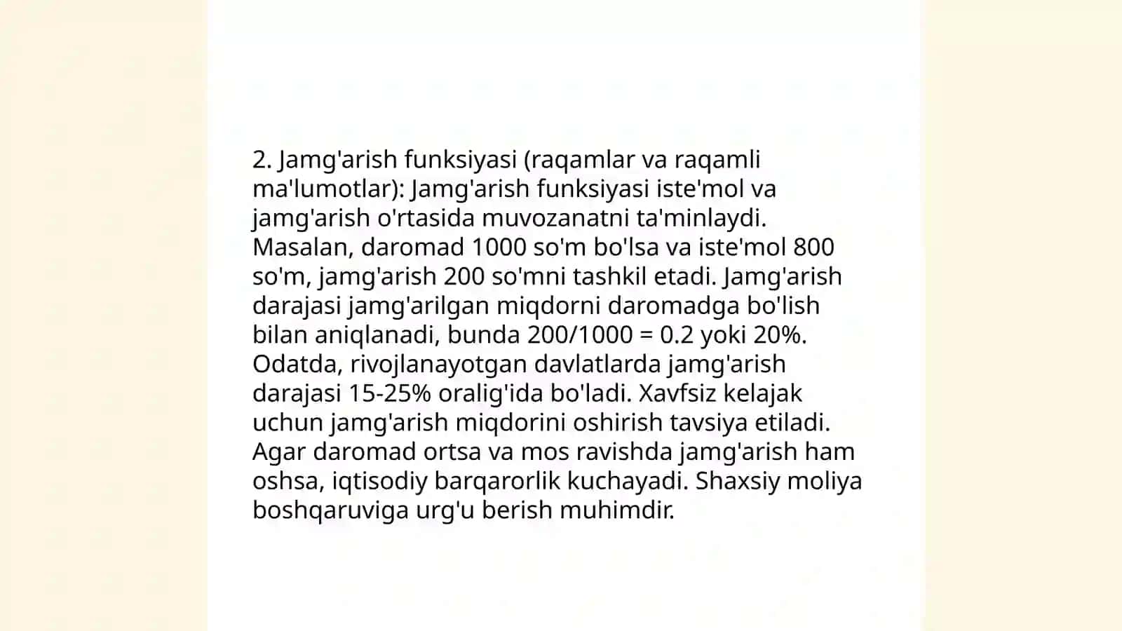 Isteʼmol va jamgʻarish funksiyalari 4