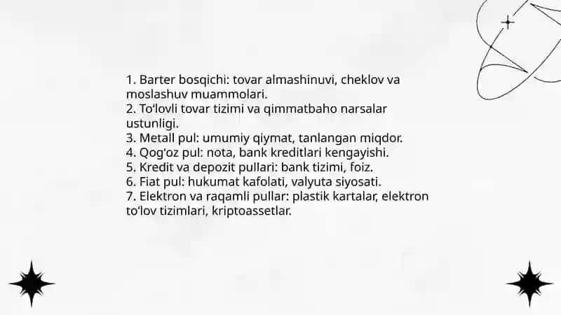Tovar-pul munosabatlarining rivojlanishi, bozor iqtisodiyotining shakllanishi va amal qilishining asoso 4