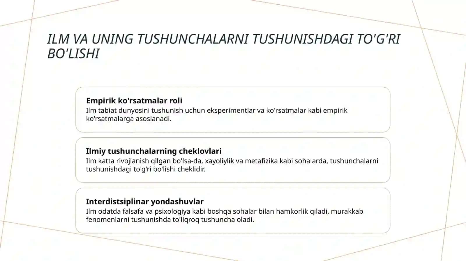 Bilish mezonlari va uning adekvatligi 4