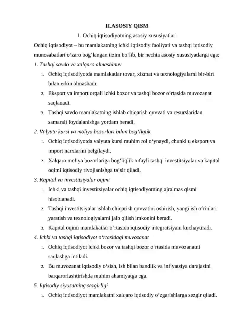Ochiq iqtisodiyot Kurs ishi 4