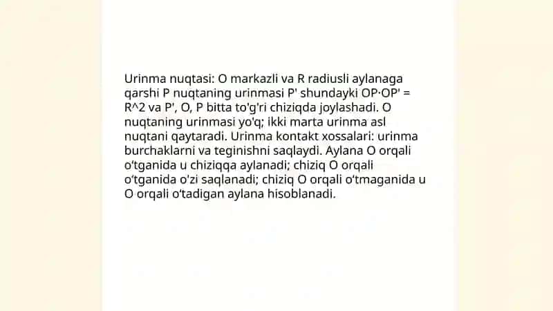Aylanaga urinma va uning xossalari 4