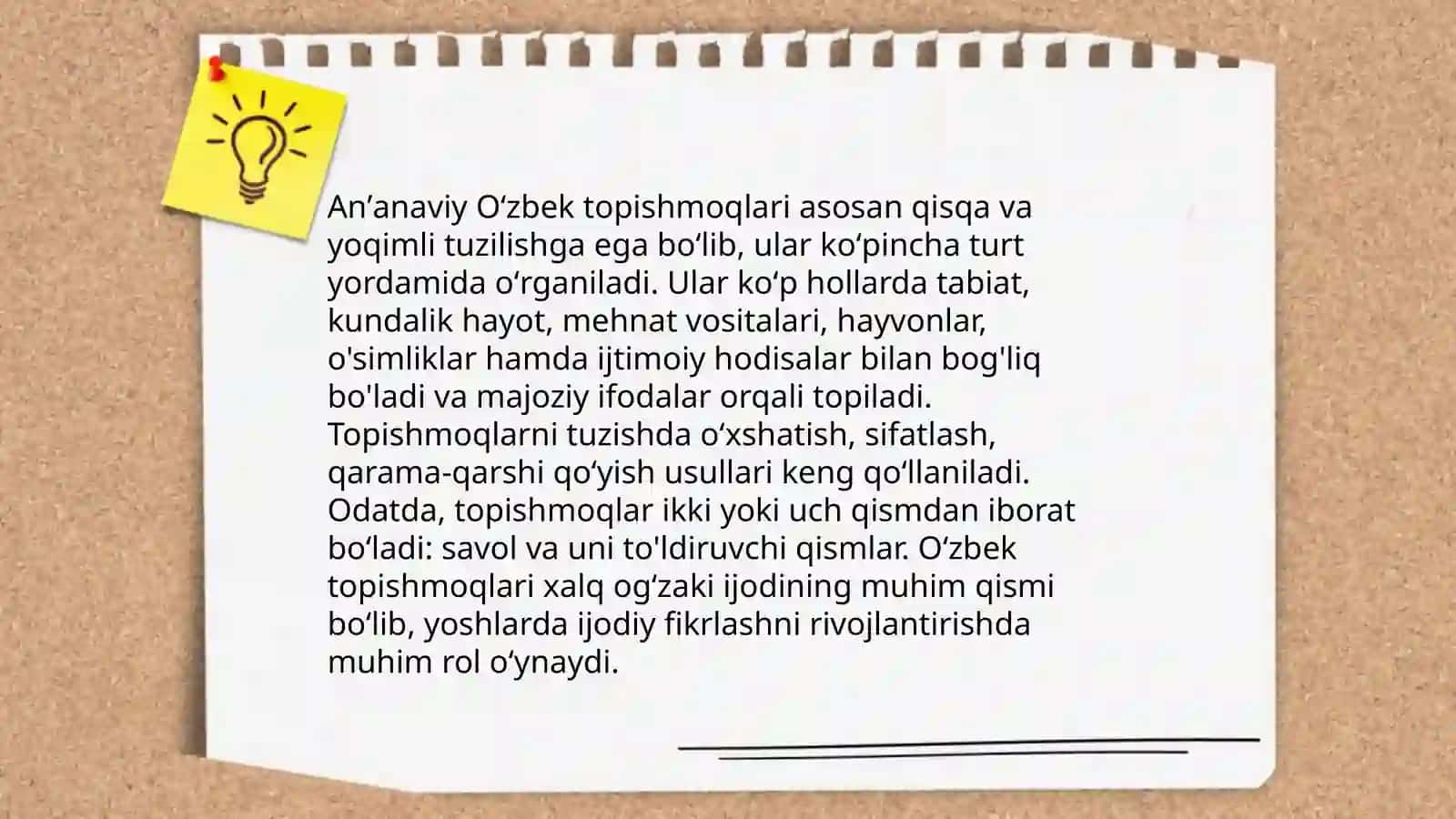 Oʻzbek folklori topishmoqlar 4