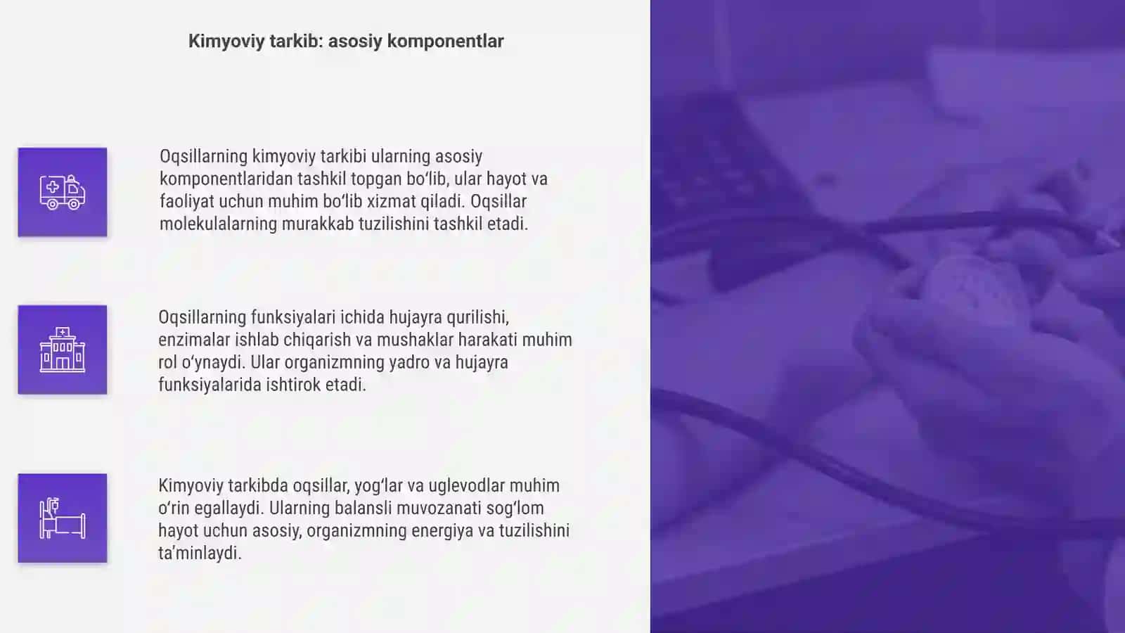 Oqsillarning kimyoviy tarkibi va funksiyalari 4