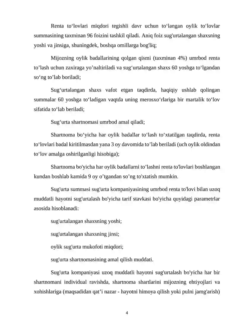 Umrbod renta to'lovi bilan uzoq muddatli hayot sug'urtasi 4