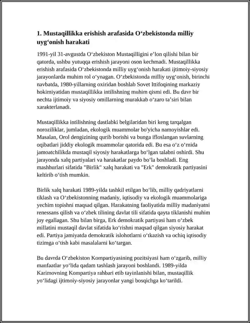 MUSTAQILLIK YILLARGA ERISHISH ARAFASIDA O'ZBEKISTONDA IJTIMOIY-SIYOSIY JARAYONLAR 4