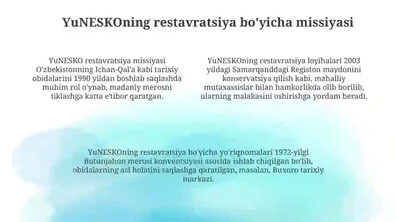 YUNESKORESTARVATSIYA 4