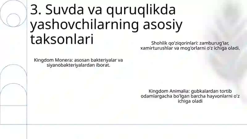 Suvda Hamda Quruqlikda Yashovchilar Sinfi Sistematikasi 4
