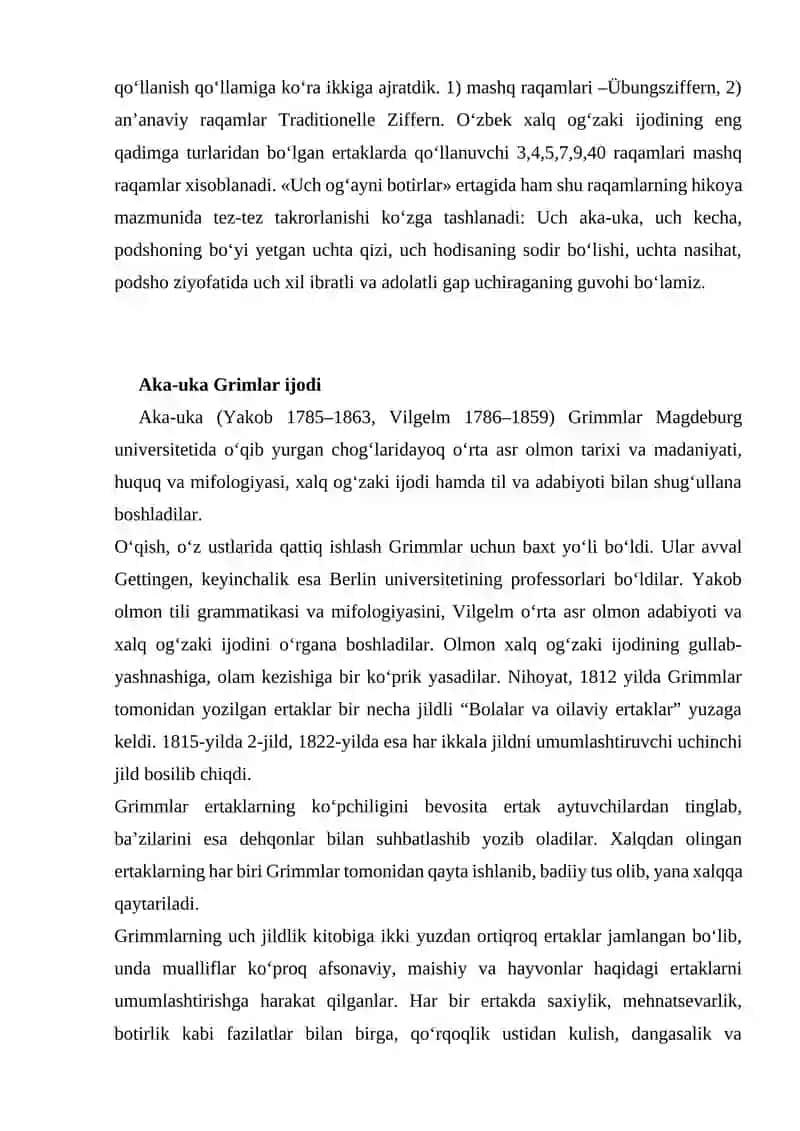 NEMIS BOLALAR ADABIYOTI AKA UKA GRIM ERTAKLARIDA ILGARI SURILGAN G'OYALAR 4