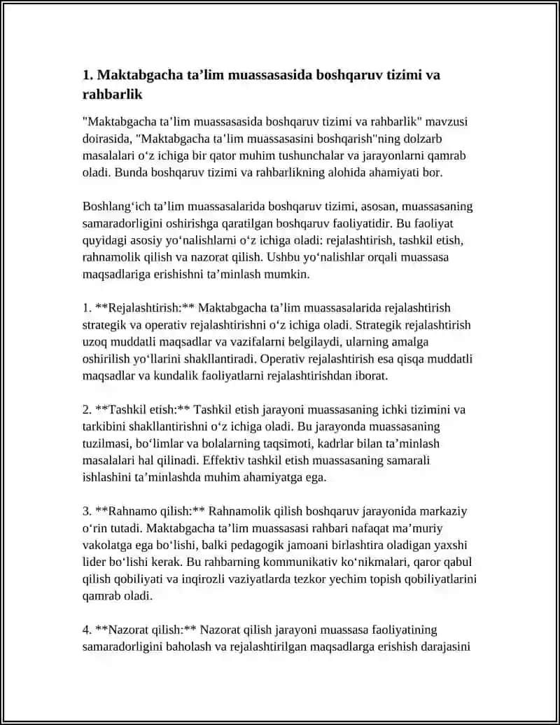 Maktabgacha ta'lim muassasasini boshqarish 4