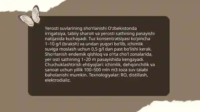 O'zbekiston sharoitida sho'r suvni chuchuklashtirish 4